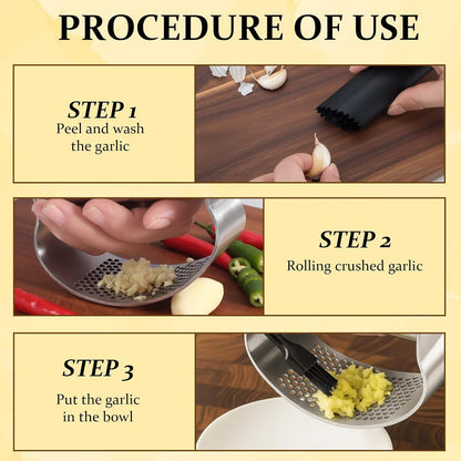 3pc Garlic Rocker, Garlic Press Rocker Set, Easy-to-Use Garlic Mincer for Cooking, Ideal for Small Hands and Weak Grip, Dishwasher Safe Kitchen Gadget
