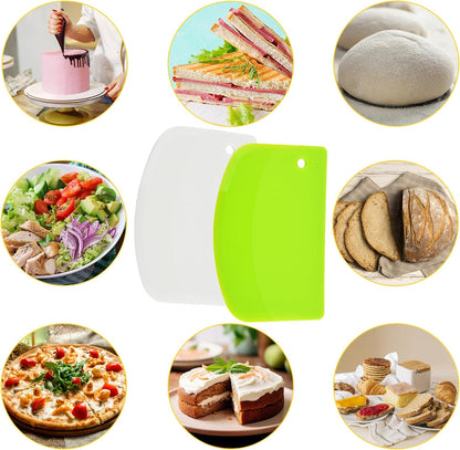 5 Pack Dough Scraper, 5.3 x 3.6 Inch Plastic Bench Scraper, Bowl Spatula, Kitchen Pastry Cutter Tool for Bread Dough, Pastry, Pizza, Baking Cake (Multicolor)