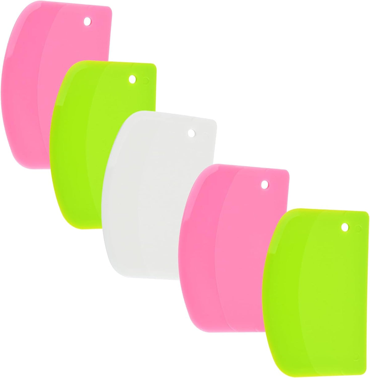 5 Pack Dough Scraper, 5.3 x 3.6 Inch Plastic Bench Scraper, Bowl Spatula, Kitchen Pastry Cutter Tool for Bread Dough, Pastry, Pizza, Baking Cake (Multicolor)