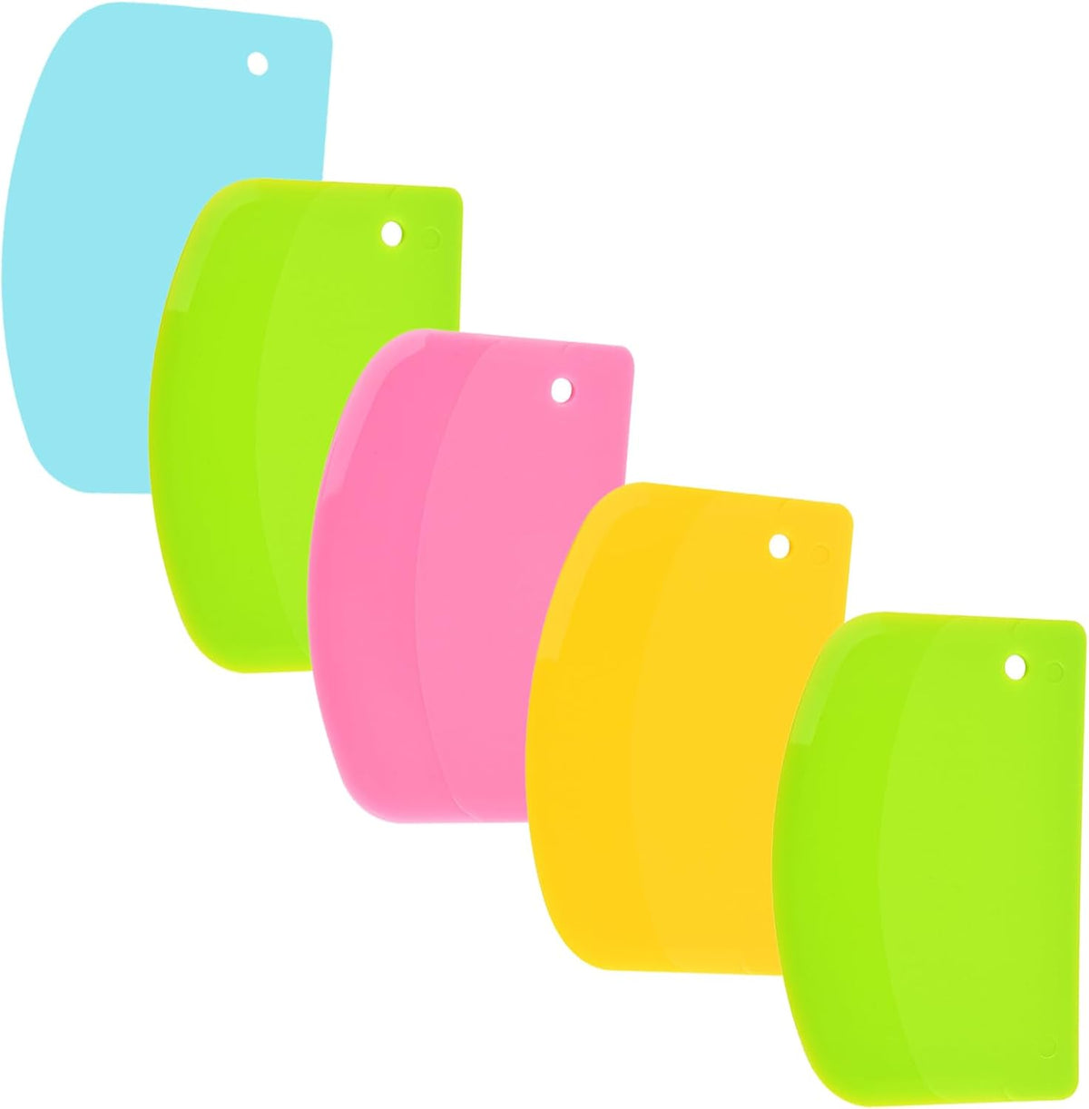 5 Pack Dough Scraper, 5.3 x 3.6 Inch Plastic Bench Scraper, Bowl Spatula, Kitchen Pastry Cutter Tool for Bread Dough, Pastry, Pizza, Baking Cake (Multicolor)