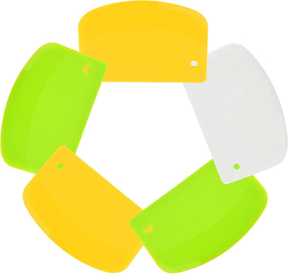 5 Pack Dough Scraper, 5.3 x 3.6 Inch Plastic Bench Scraper, Bowl Spatula, Kitchen Pastry Cutter Tool for Bread Dough, Pastry, Pizza, Baking Cake (Multicolor)