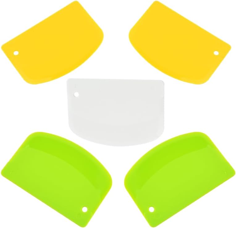 5 Pack Dough Scraper, 5.3 x 3.6 Inch Plastic Bench Scraper, Bowl Spatula, Kitchen Pastry Cutter Tool for Bread Dough, Pastry, Pizza, Baking Cake (Multicolor)