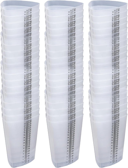 Vakly Plastic Graduated Triangular Intake Output Container [5 Pack] 32 ounce Three-Sided Translucent Laboratory Beaker for Measuring & Mixing - Clear Markings in oz & cc - for Specimen, Paint & Epoxy
