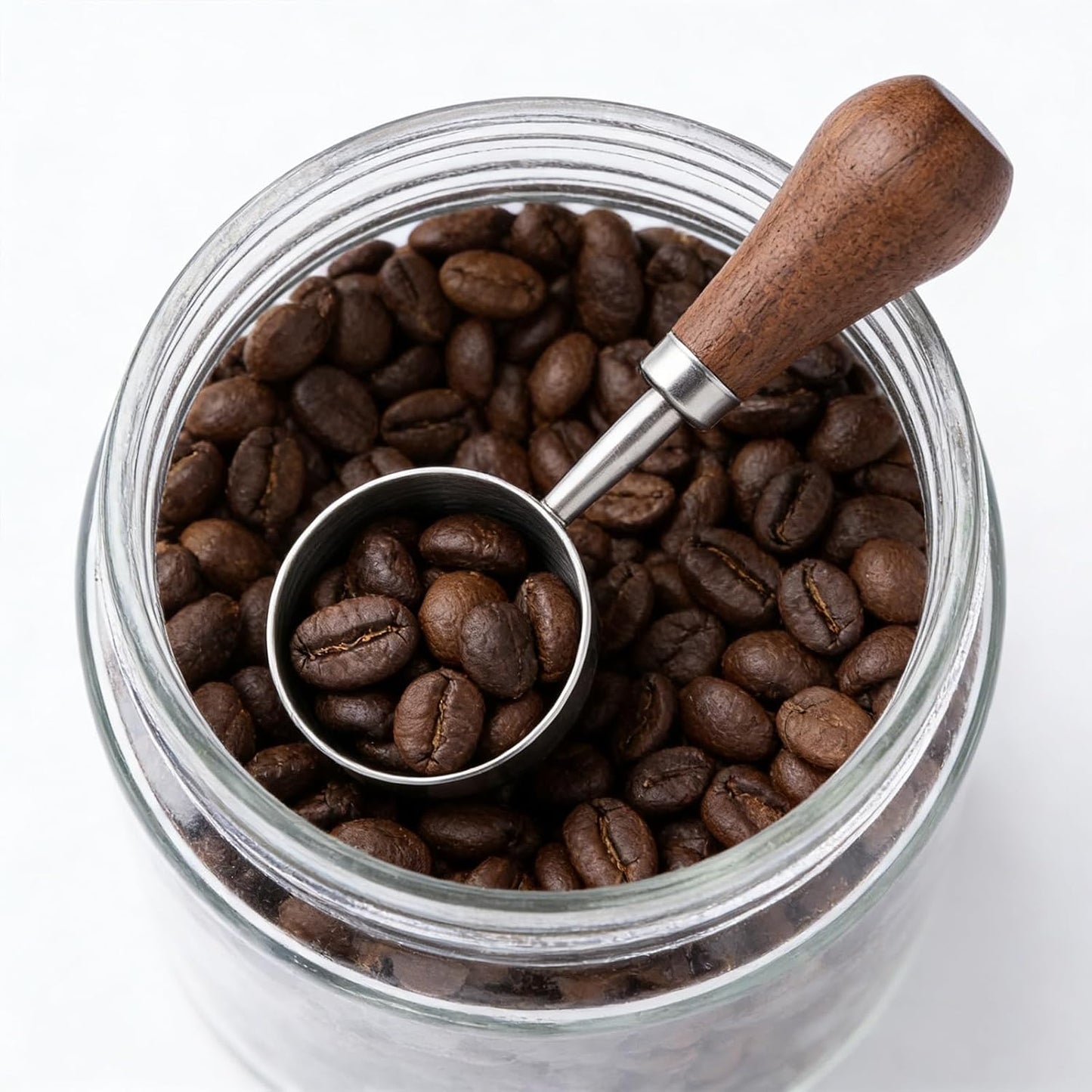 Retro Vintage Stainless Steel Coffee Scoop with Walnut Wood Handle, 10g Espresso Measure, 30ml Water Capacity (1, Gunmetal)