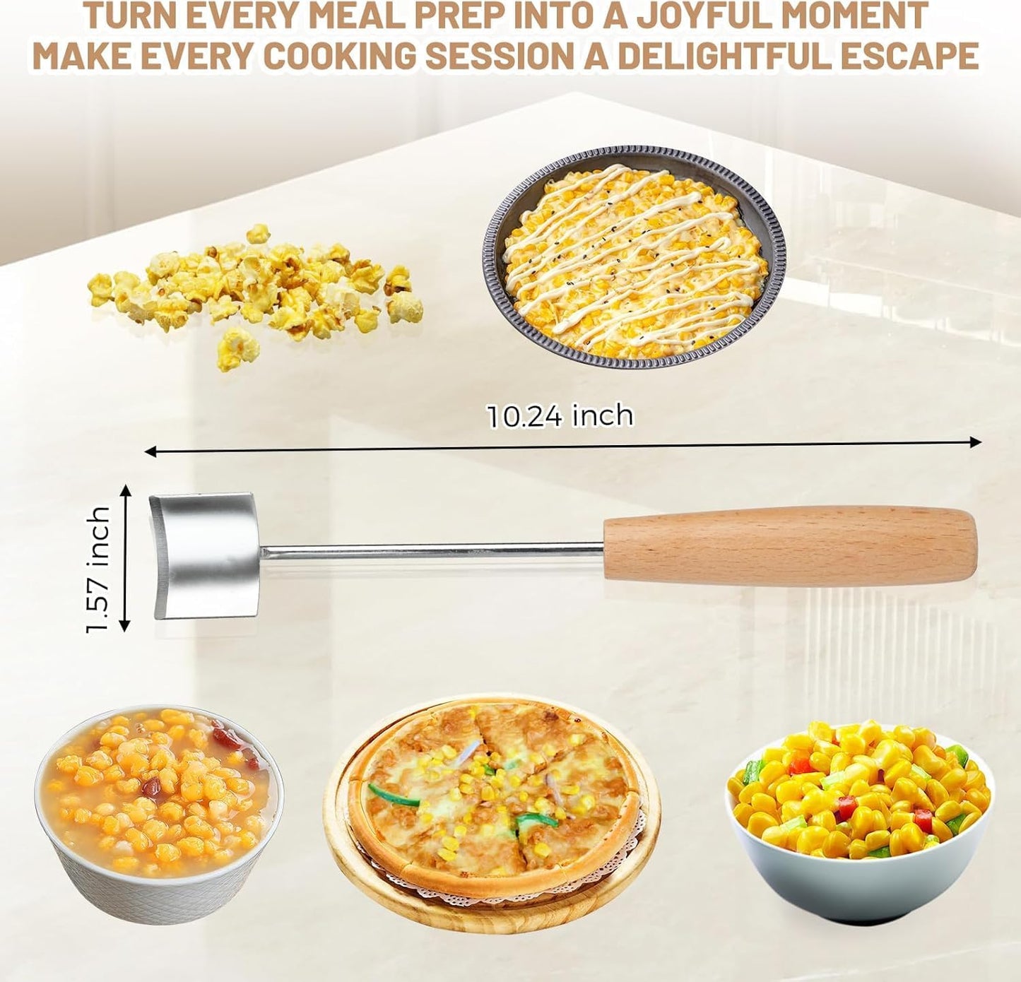 Wooden Handle Corn Peeler - Cob Corn Stripper Kernel Remover, Durable Kitchen Tool for Corn on The Cob, Eco-Friendly Wood Grip for Home & Outdoor Use