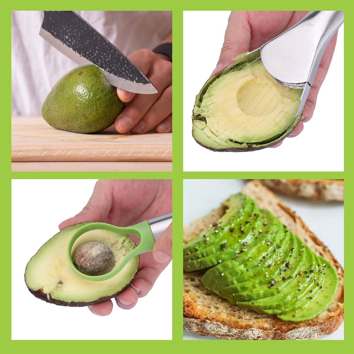 2-in-1 Avocado Pitter and Slicer, Well Made Stainless Efficient Kitchen Tool Dishwasher Safe for Hassle-Free Avocado Prep Sandwiches, Salads