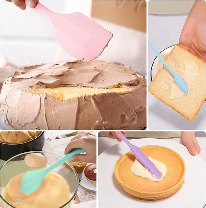 5 Piece Pink Silicone Spatula Set, Heat Resistant Rubber Spatulas Set, Silicone Kitchen Utensils Set Dishwasher Safe for Nonstick Cookware Baking Cooking