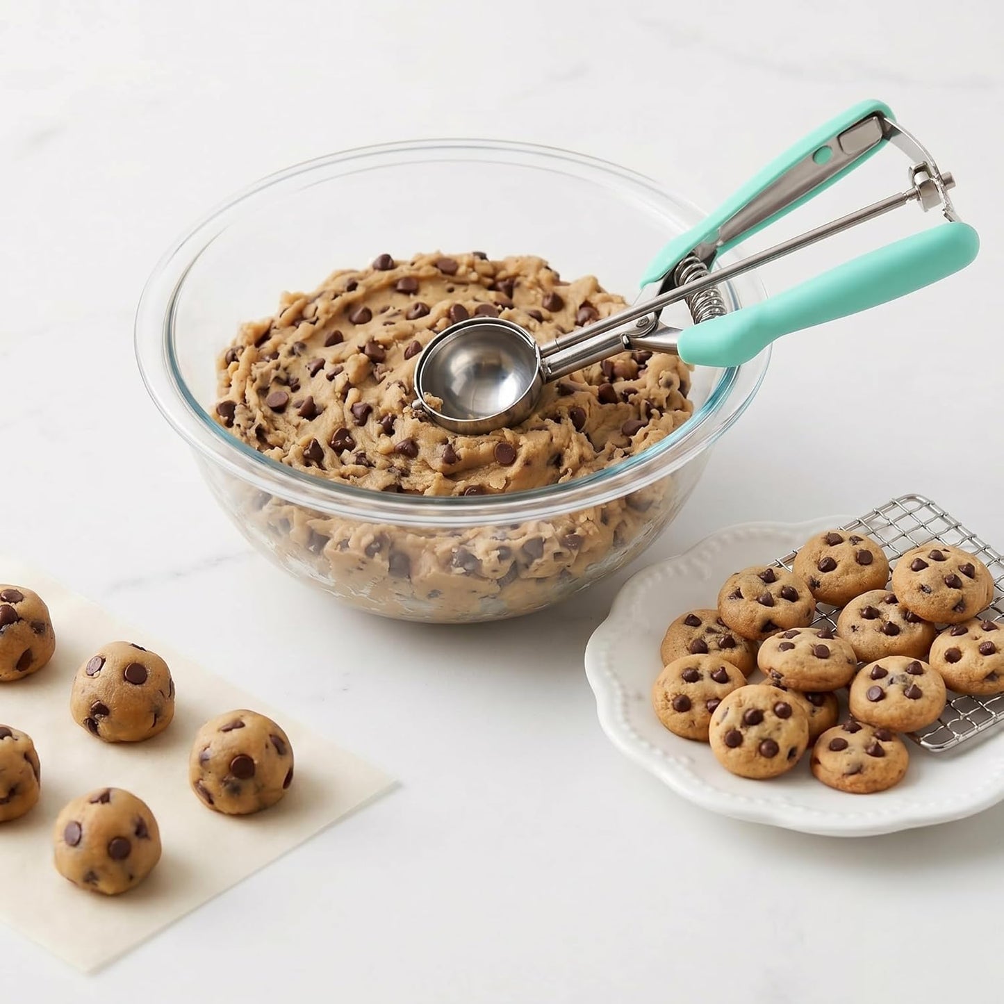 Cookie Scoop, Ice Cream Scoop, 1Tbsp/15 ml/0.5oz Cookie Scoops for Baking, 18/8 Stainless Steel Cookie Scooper for Baking, Ice Cream Scooper with Trigger Release, Cookie Dough Scoop with Non-slip Grip