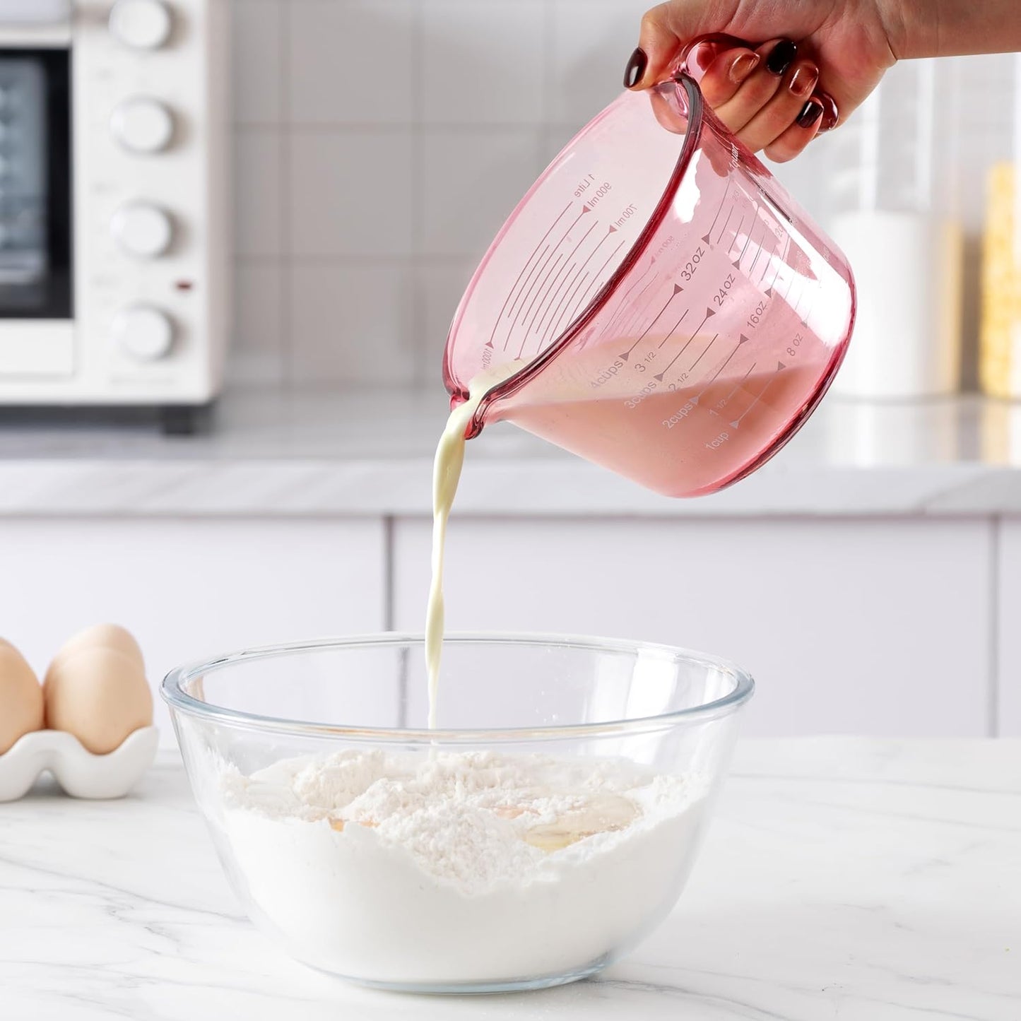 COOK WITH COLOR Glass Measuring Cups - Ideal for Cooking and Baking, Green