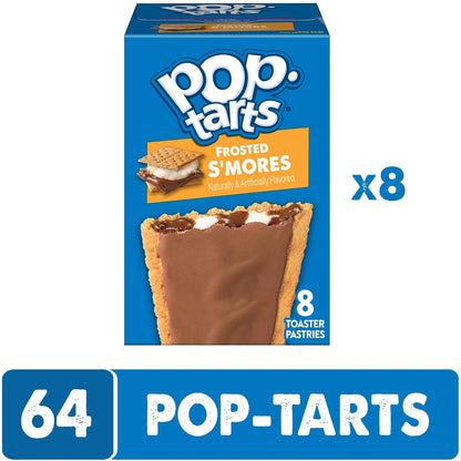 Pop-Tarts Toaster Pastries, Breakfast Foods, Kids Snacks, Value Pack, Frosted S'mores (64 Pop-Tarts)