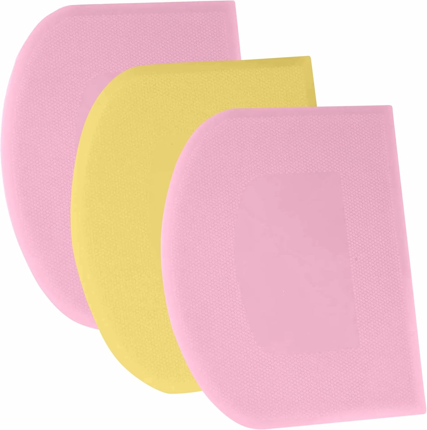 SURDOCA Dough Scraper Bench Scraper - 3P 4.7x3.7" Plastic Flexible Bowl Scraper, Sharp Edge & Angles Cake Scraper. Non-Slip Bakeware Decorating Tools Sculpting & Modeling Tools - Pure White - Colors B