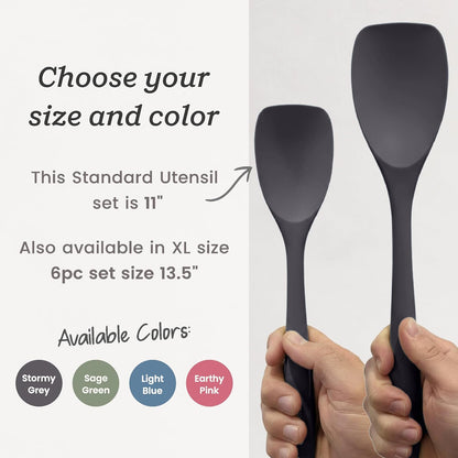 Starpack Stir and Serve Silicone Cooking Utensils Set (5-Piece, 11") - LFGB Non Toxic, 600°F Heat Resistant, BPA-Free - One-Piece Seamless, Dishwasher Safe - for Nonstick Cookware, Earthy Pink