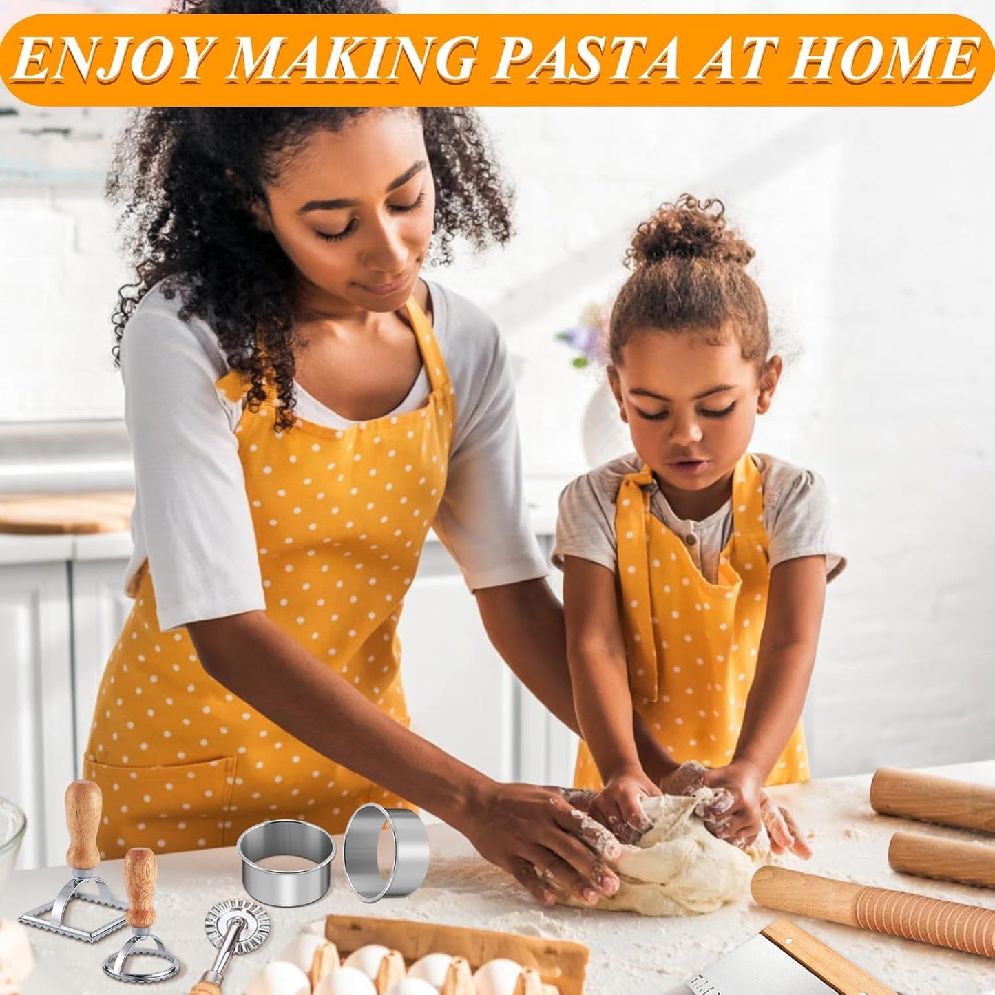 Wooden Rolling Pins for Baking, Small Dough Roller with Handle, Stainless Steel Pastry Blender Set with Pizza Dough Roller Docker, Pastry Cutter, Dough Cutter, Baking Mat, for Home Kitchen Cooking