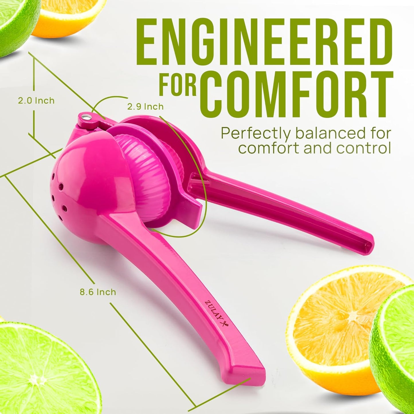 Zulay Kitchen Metal 2-in-1 Lemon Squeezer - Sturdy Max Extraction Hand Juicer Lemon Squeezer Gets Every Last Drop - Easy to Clean Manual Citrus Juicer - Easy-Use Lemon Juicer Squeezer - Yellow/Green