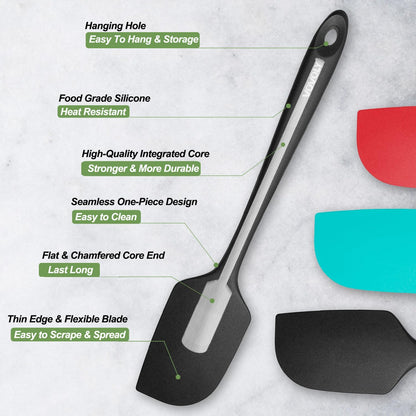 3 Pack Large Silicone Spatula for Kitchen,600°F Heat resistant Rubber Spatulas for Baking,Cooking, Scraping,and Mixing,Non Stick Kitchen Utensils, BPA Free, 11.2 IN, Khaki