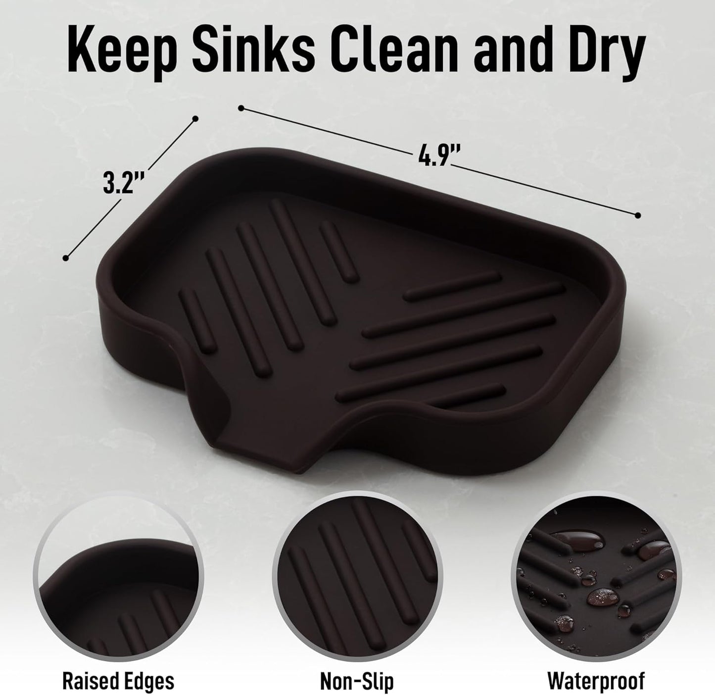 Zulay Kitchen (9x3.5in Sponge Holder for Kitchen Sink - Flexible Heavy-duty Multipurpose Sink Caddy - Counter Organizer for Kitchen, Bathroom, Makeup, Trinkets & More! (Grey)