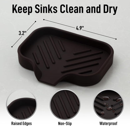 Zulay Kitchen (9x3.5in Sponge Holder for Kitchen Sink - Flexible Heavy-duty Multipurpose Sink Caddy - Counter Organizer for Kitchen, Bathroom, Makeup, Trinkets & More! (Grey)