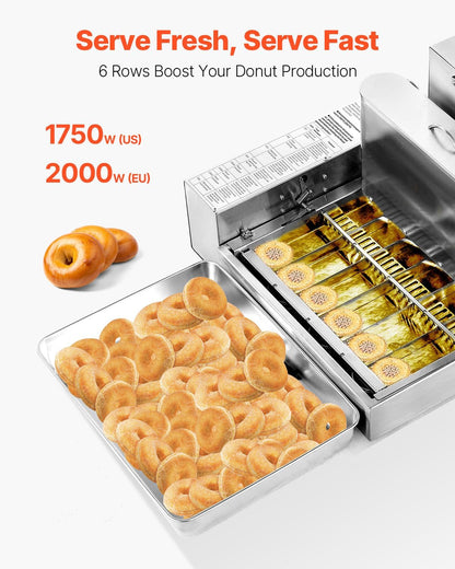 VEVOR Donut Depositor, Large Capacity Manual Donuts Dropper, 304 Stainless Steel Commercial Batter Dispenser, 6 Thicknesses Adjustment Doughnut Hopper with Stand, For Restaurant Cafe Bakery Kitchen