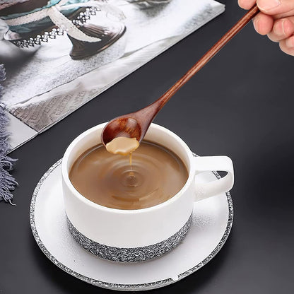 6 Pcs Small Wooden Spoons for Coffee Spoon Jars Tea Wood Teaspoons Tasting Spoon Set Mini Stirring Teaspoon Honey Tiny Mixing Table Stir Spoons for Powder Dessert Kitchen Eating Utensil