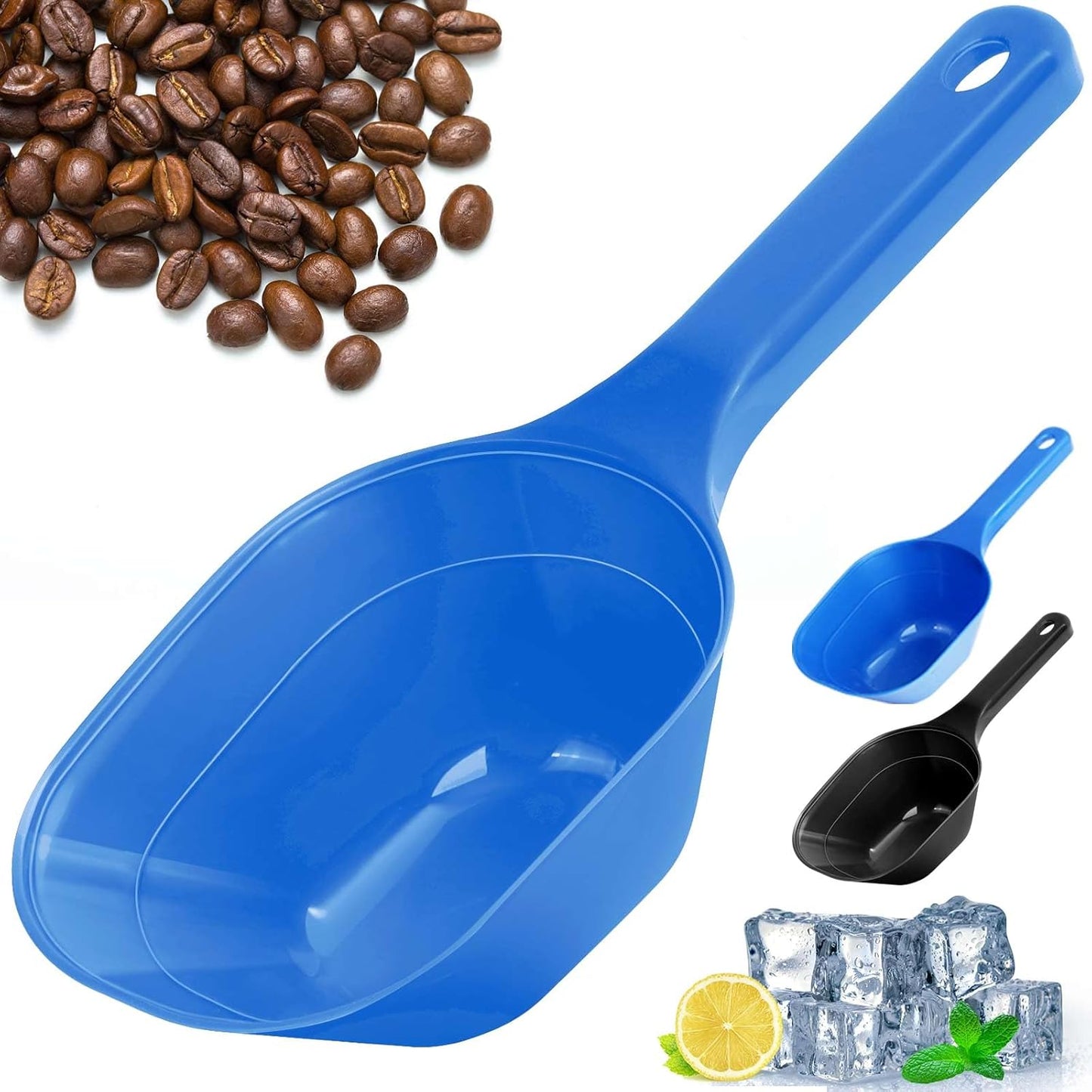 Dog-Cat Food-Scoop Measuring-Cup,1 Cup Capacity Versatile Plastic Pet Food Scoop with Measuring Lines 1 Cup and 1/2 Cup for Precise Portion Control (2, Blue and Pink)