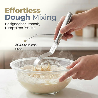 Sourdough Accessories | Seamless Danish Sourdough Bread Whisk, Silicone Dough Scraper & Sourdough Scoring Tool with 5 Blades + Storage Bag (Sourdough bread lame Kit) | Bread baking supplies