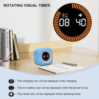 Rotating Cube Pomodoro Visual Timer 5, 25, 10 50 Minutes Preset, Rechargeable Desk Productivity Flip Custom Countdown Timer w/Silicone Cover, Silent Mode for ADHD Study, Work, School(Orange)