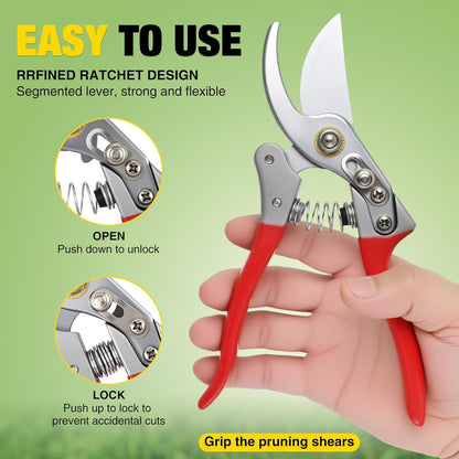 Yesker Pruning Shears Garden Shears 7.8" Professional Garden Scissors Sharp 65 Manganese Steel Blade Heavy Duty Clippers Hand Pruners for Cutting Fresh Flowers Branch Plant Trimming Gardening Tools