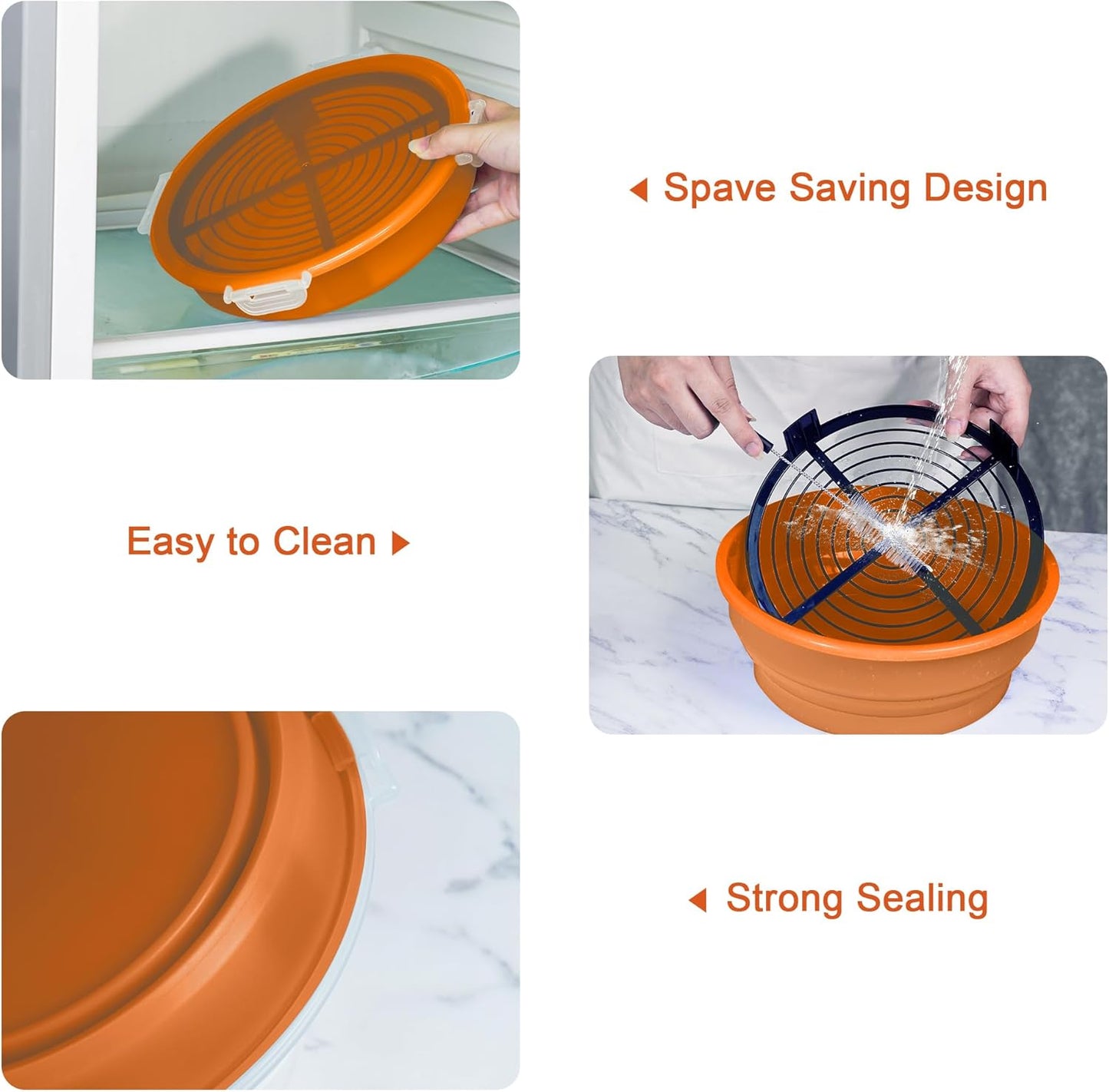 FJNATINH Collapsible Batter Bowl - Mess Free Better Breader Shaker Bowl with Lid Breading Shaker Container - Great for Fried Fish, Fried Chicken, Onion Rings, Wings & More,No Leak,Easy to Store