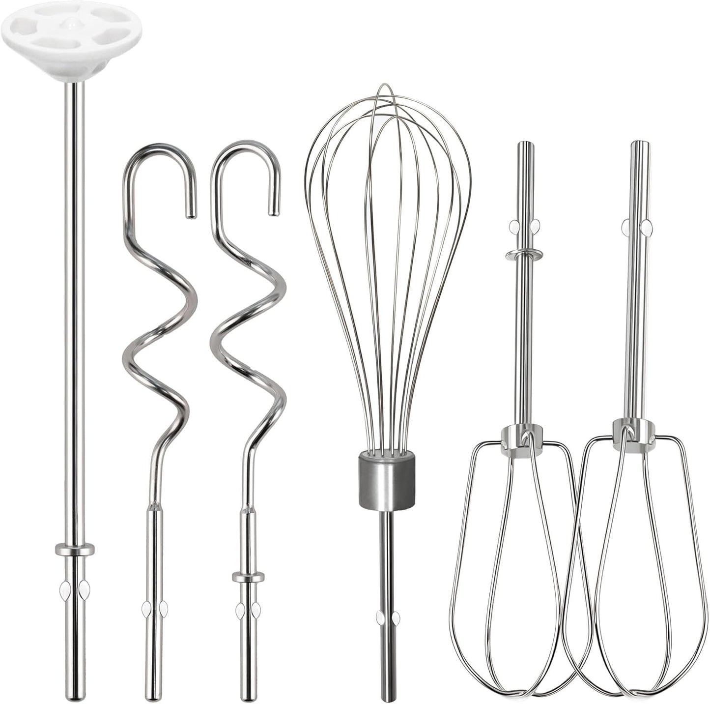 Hand Mixer Beaters Attachments for KitchenAid KHM512 KHM6118 KHM7210 KHM926, Including Turbo Beater, Pro Whisk, Dough Hooks, Blending Rod, Set of 6