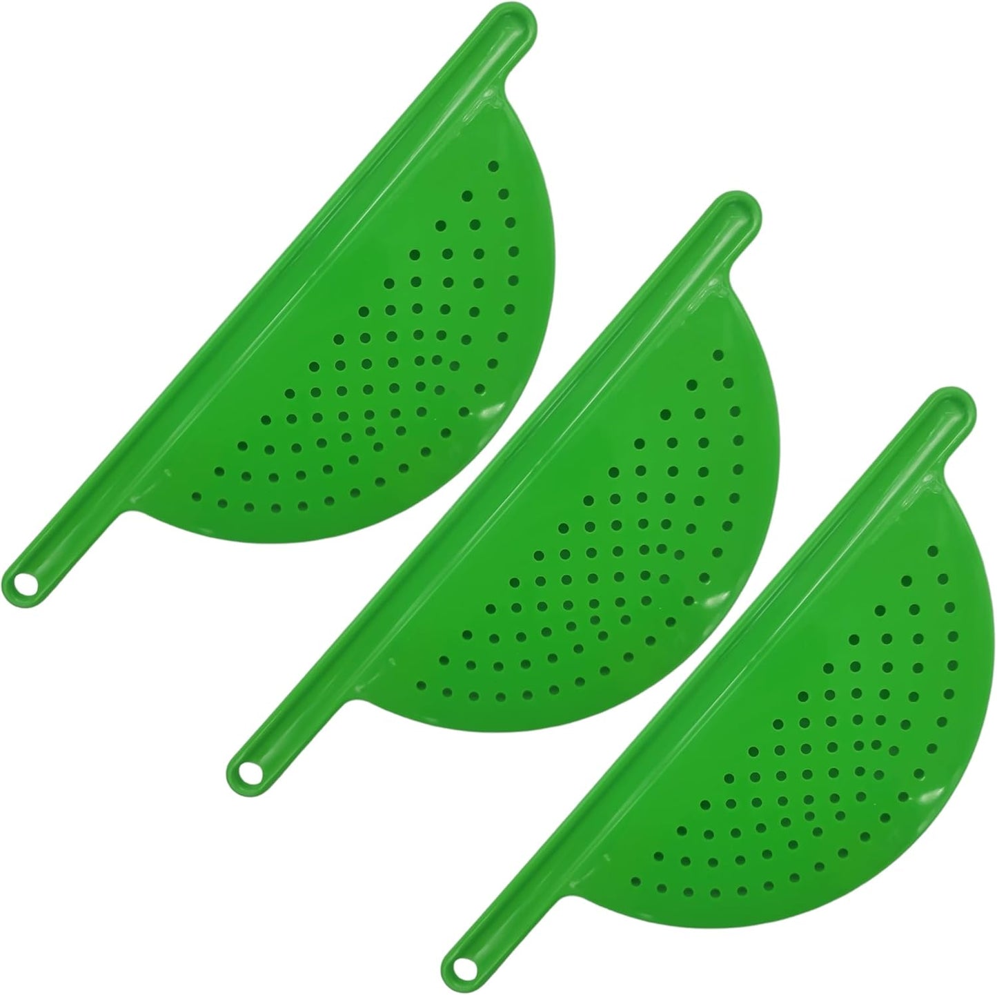 Handy Housewares Handheld Plastic Pot Drainer, Noodle & Pasta Strainer with Handle - Fits up to 9" Pots - Red