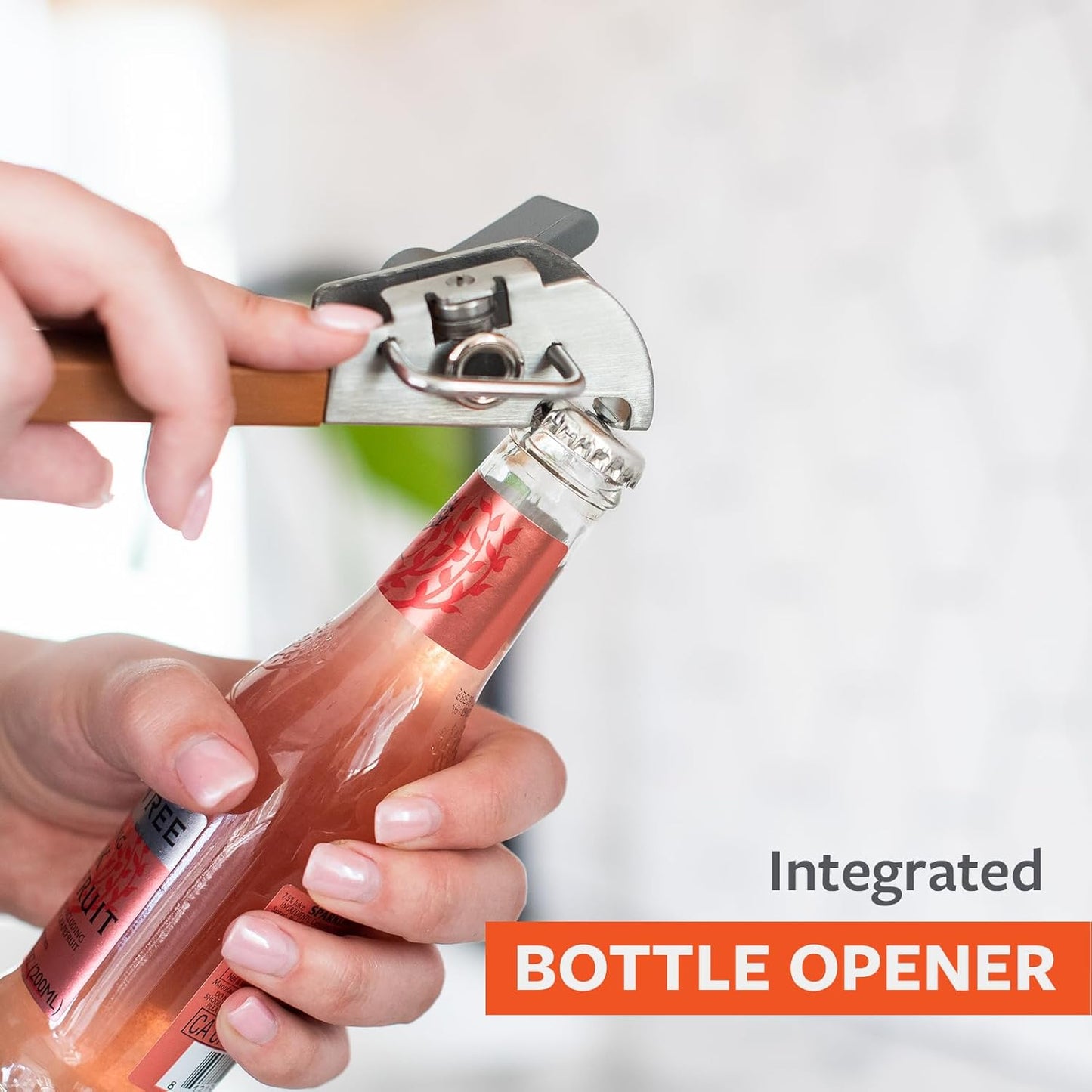 Full Circle Smooth Operator - Smooth-Edge Stainless Steel Can Opener, Safe & Easy No More Sharp Rims, Compact Portable Design with Integrated Bottle Opener