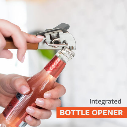 Full Circle Smooth Operator - Smooth-Edge Stainless Steel Can Opener, Safe & Easy No More Sharp Rims, Compact Portable Design with Integrated Bottle Opener