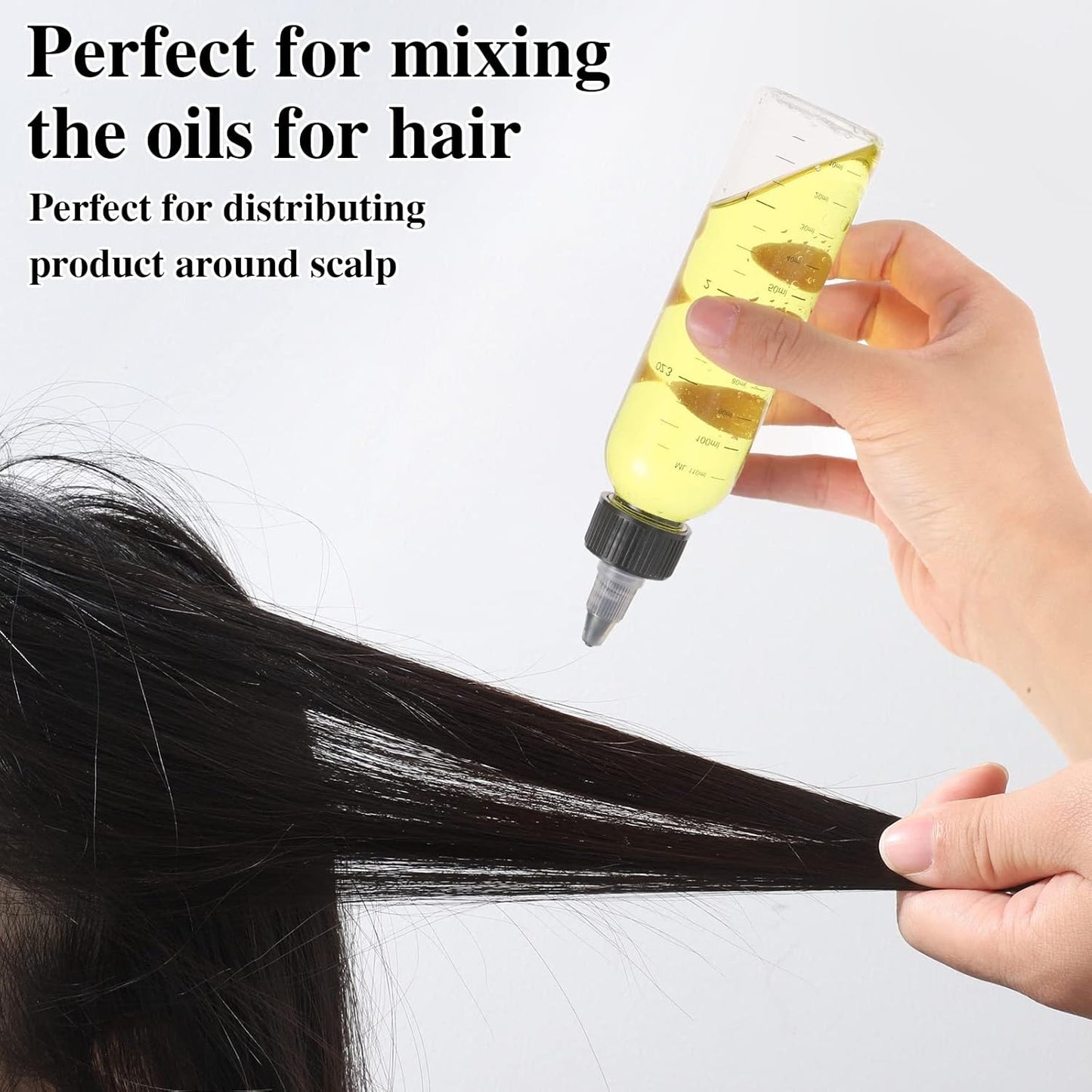 BESARME 2 Pack Applicator Bottle for Hair, 8.5 Ounce Hair Oil Applicator Plastic Squeeze Bottle Root Hair Dye Bottle Twist-On Top Tip Cap with Clear Graduated Scale