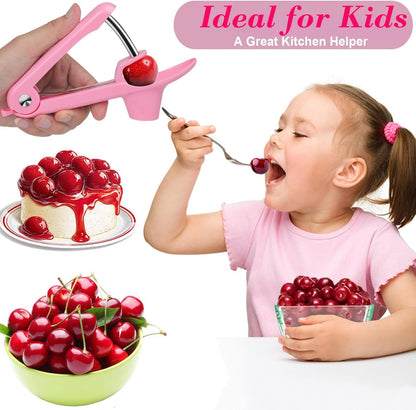 Cherry Pitter Tool, Heavy-Duty Cherry Seed Core Remover, Cherry Pitter Remover Tool with Space-Saving Lock Design, Pit Remover for Cherries (Green)