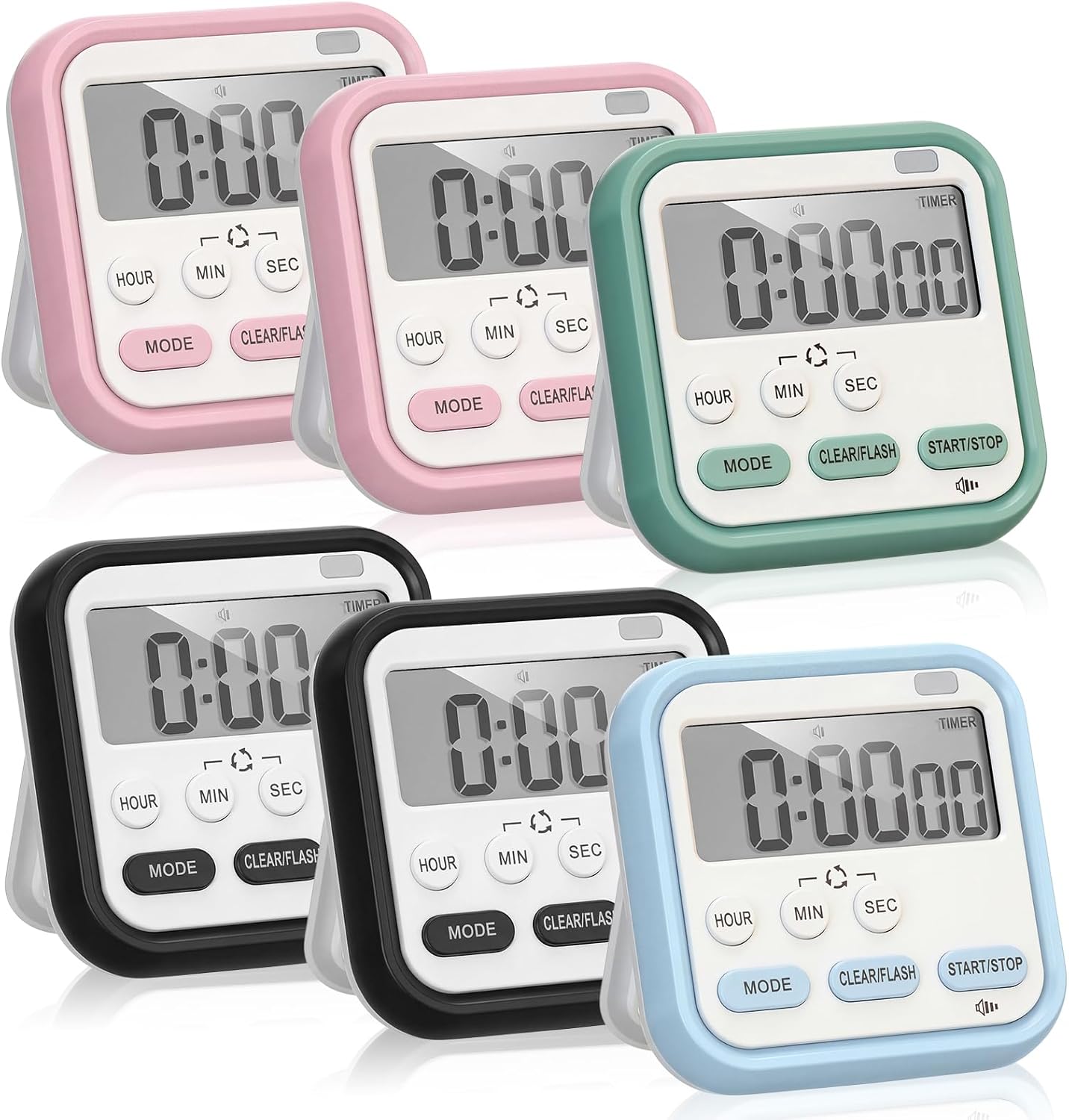 Leumoi 2 Pcs Digital Kitchen Timer 24 Hour Clock and Alarm Function Timer On/Off Switch Minute Second Count up Countdown Loud Alarm for Exercise Cook Baking(White)