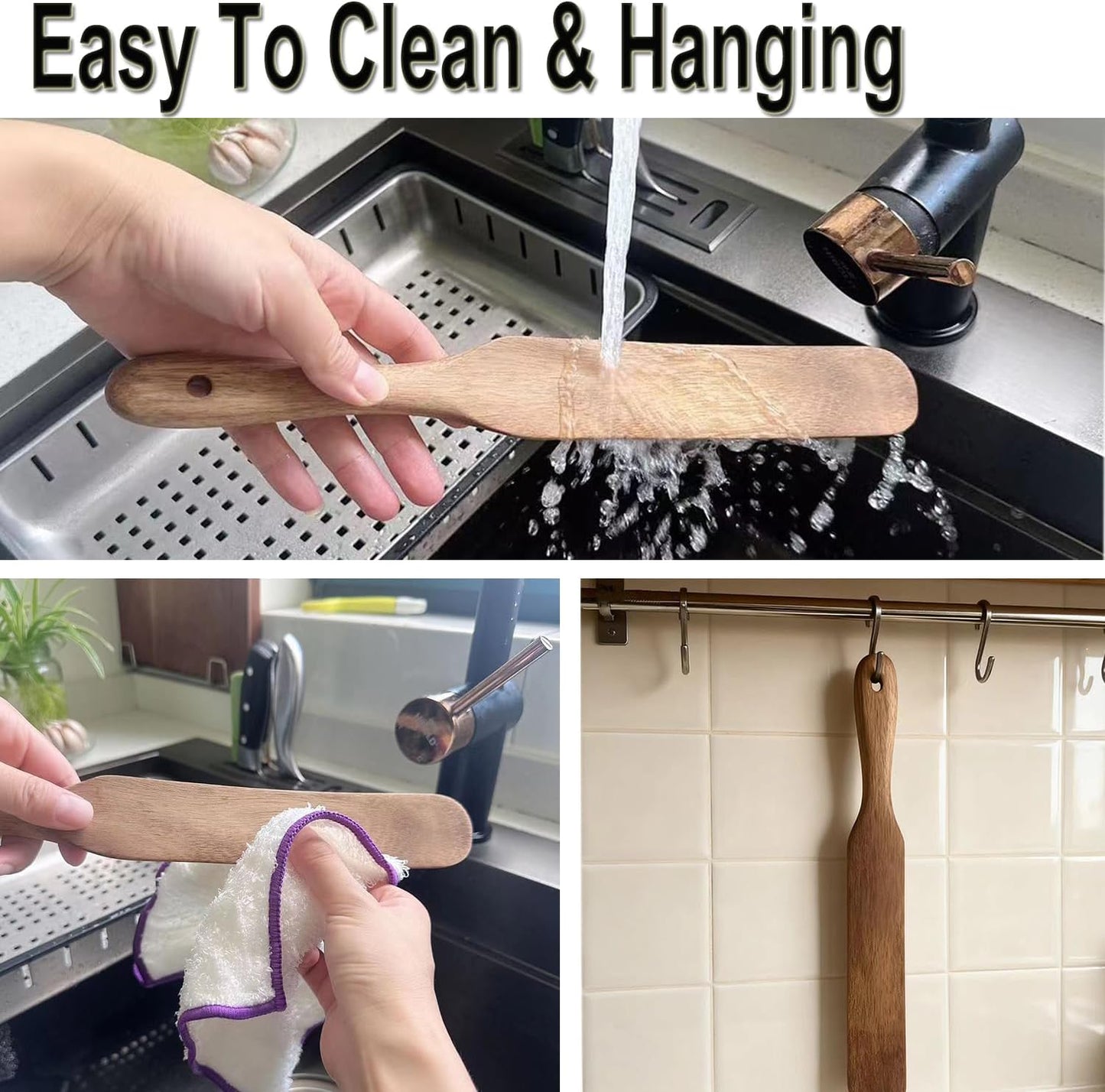 13inch Acacia Wooden Spatula Dough Whisk for Cooking Sourdough Wood Spurtle Kitchen Cooking Utensils Wood Spoon Cooking Mixing Tool for Sourdough Starter Cookware Pot Stir,Spurtles Kitchen Tools