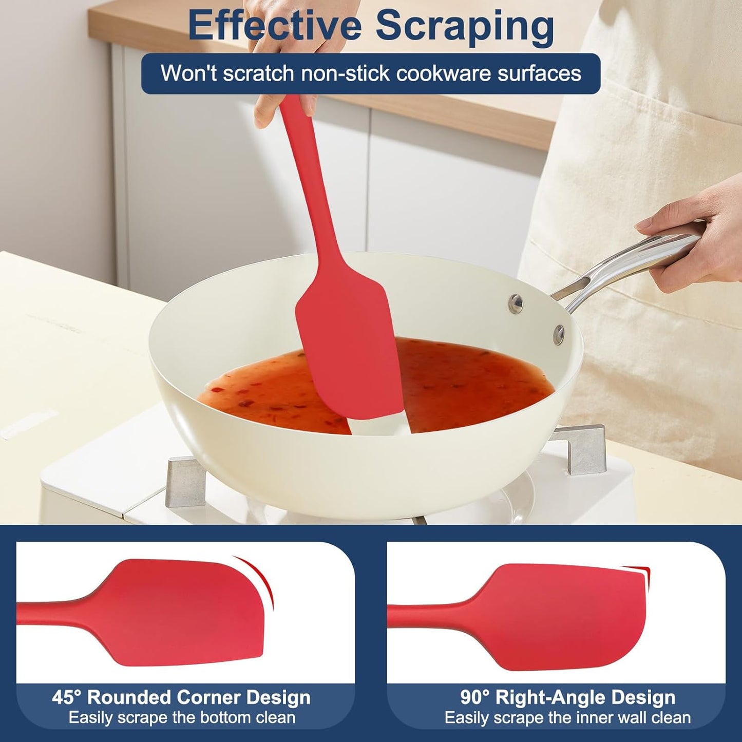 4 Pcs Silicone Spatula Set, 11.4 In, 600°F Heat Resistant Rubber Spatulas for Baking, Cooking & Mixing, Flexible and Non-Stick Kitchen Utensils, Seamless & Dishwasher Safe (Multicolor)
