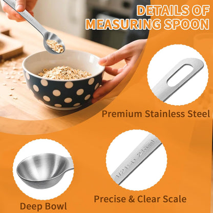 3 Pcs Stainless Steel Measuring Spoons – 5ml/1 Tsp Short Handle Scoops for Baking, Liquid Ingredients & Tea, Soup & Kitchen Cooking