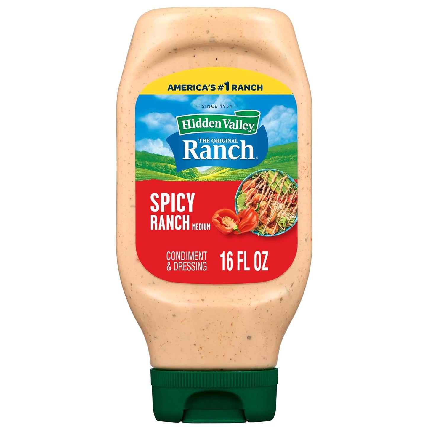 Hidden Valley Spicy Ranch Condiment and Dressing, Easy Squeeze Bottle, 16 fl oz (Package May Vary)