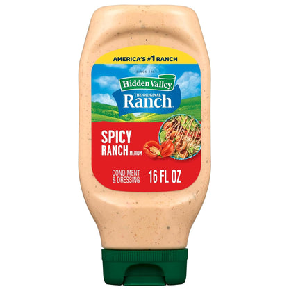 Hidden Valley Spicy Ranch Condiment and Dressing, Easy Squeeze Bottle, 16 fl oz (Package May Vary)