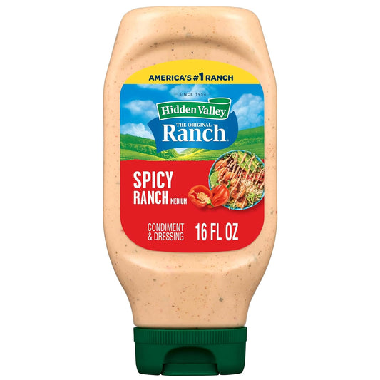 Hidden Valley Spicy Ranch Condiment and Dressing, Easy Squeeze Bottle, 16 fl oz (Package May Vary)