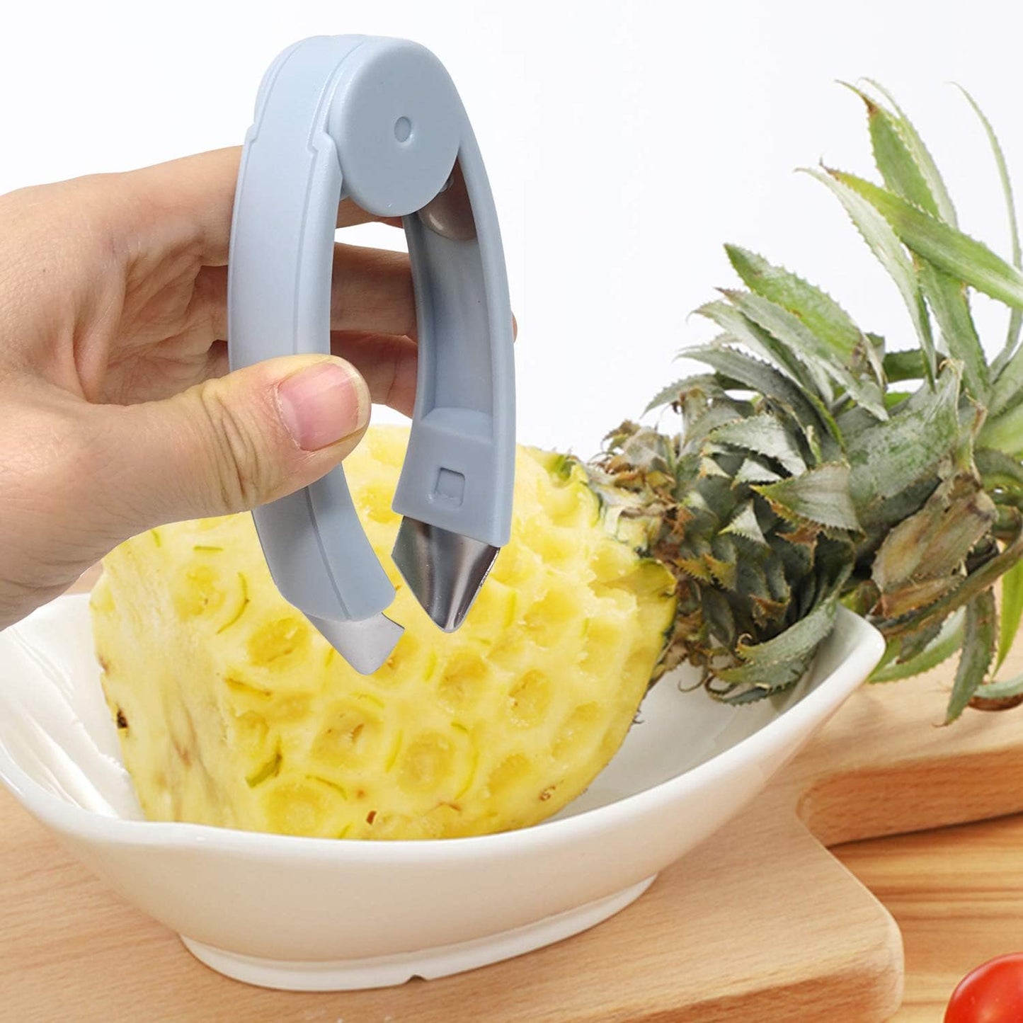 "Honbay 2PCS Strawberry Huller Stem Remover Tomato Pineapple Corer Kitchen Gadget for Fruit and Vegetable (2 Color, 4.7 Inches)"