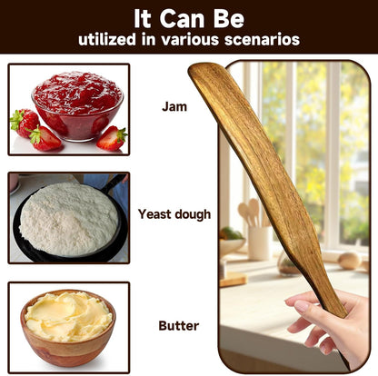 Skinny Spurtle, Sourdough Shovel Spurtle Spatula11 Inch, Natural Acacia Wood For Sourdough Starter & Baking Supplies, Dough Whisk, Sourdough Tools Essentials, Non-Scratch Utensils For Nonstick Pans