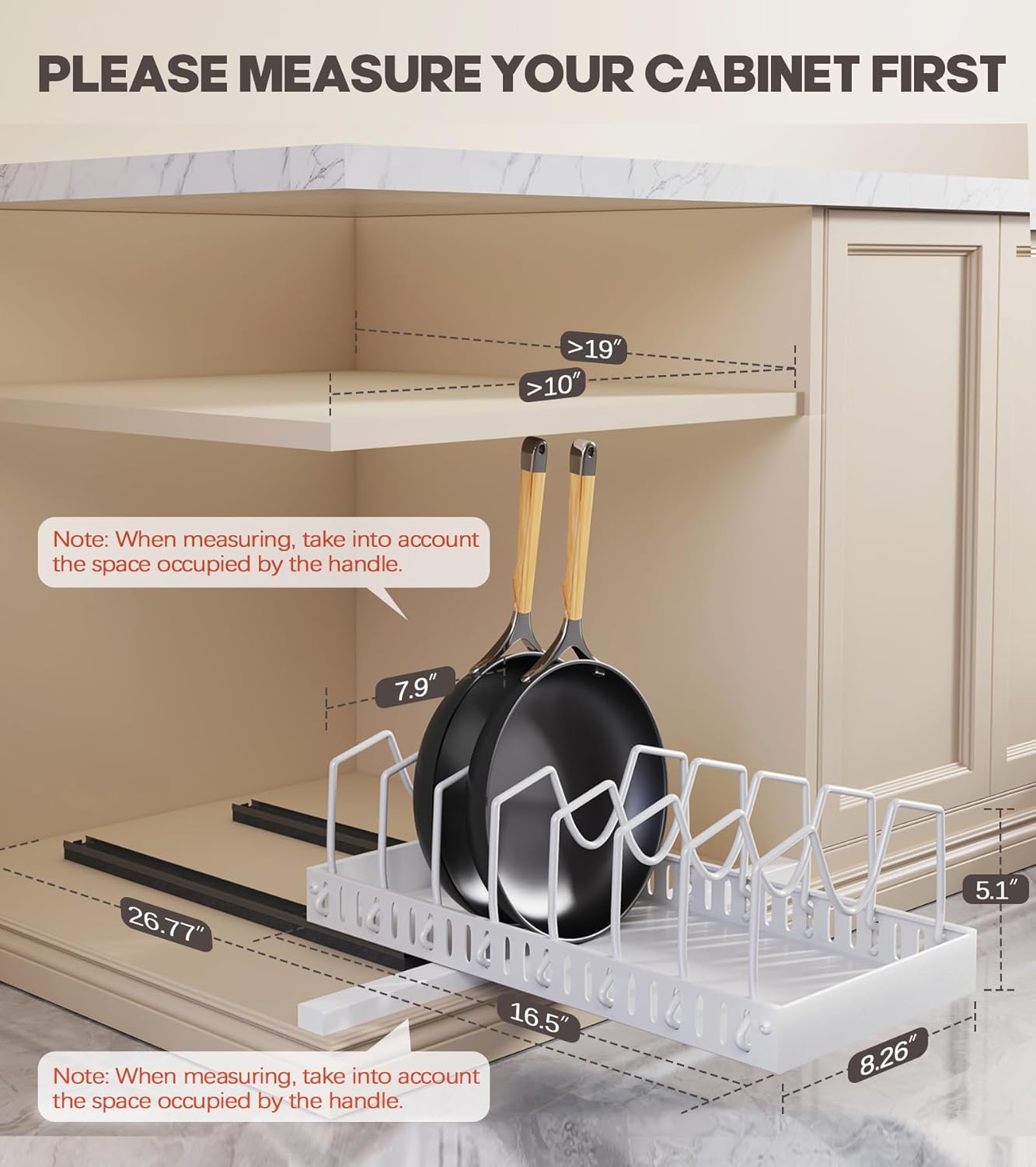Lozovin Pull Out Pots and Pans Organizer Under Cabinet, Sliding Lid Holder and Pan Rack in Kitchen, Slide Out Inside Cabinet Storage for Pot Lid, Bakeware, Dishes, 8 Adjustable Dividers, 2 Pack Black