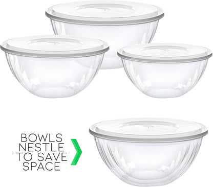 PLASTICPRO Disposable 48 Ounce Round Crystal Clear Plastic Serving Bowls With Lids, Party Snack or Salad Bowl, Chip Bowls, Snack Bowls, Candy Dish, Salad Container Pack of 2