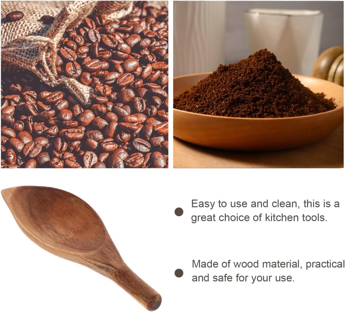 Kichvoe Mini Wood Coffee Measuring Spoon Irregular Shape Reusable Ground Coffee Scoop for Espresso and Tea Powder 4.72 Inch Kitchen Tool