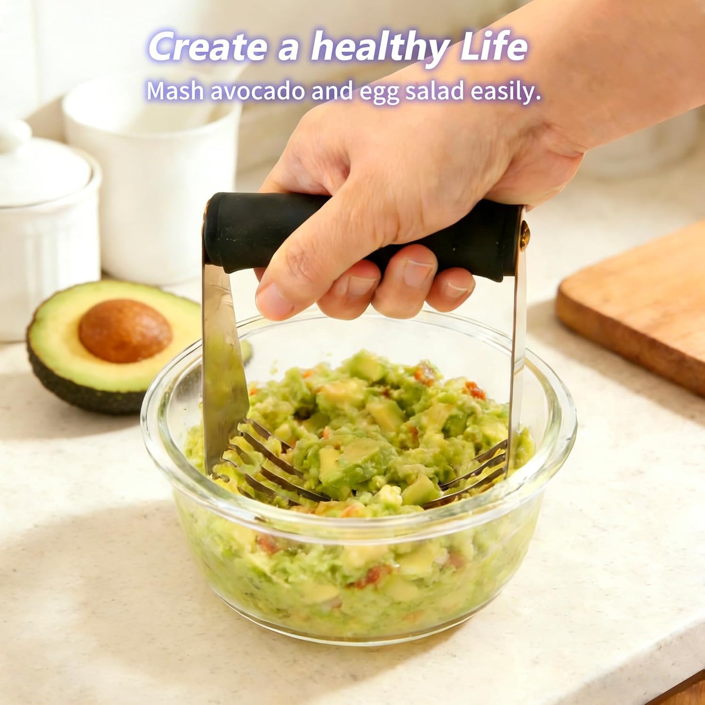 SmileCat Stainless Steel Dough Blender, Dishwasher-Safe Pastry Cutter, Biscuit Cutter, Butter Cutter for Baking. Gold