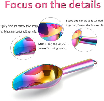 E-far Mini Scoop, 3 Ounce Stainless Steel Kitchen Utility Scoops, Ideal for Candy/Ice Cube/Flour/Sugar/Coffee Bean/Protein Powder, Food Grade & Anti Rust, Easy Clean & Dishwasher Safe (4 Pack)