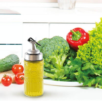 2 Pack Mini Oil and Vinegar Dispenser Set, 195ml - Vintage Glass Shoyu Soy Sauce Dispenser Bottles for Dining Table, Kitchen (Floral-B)