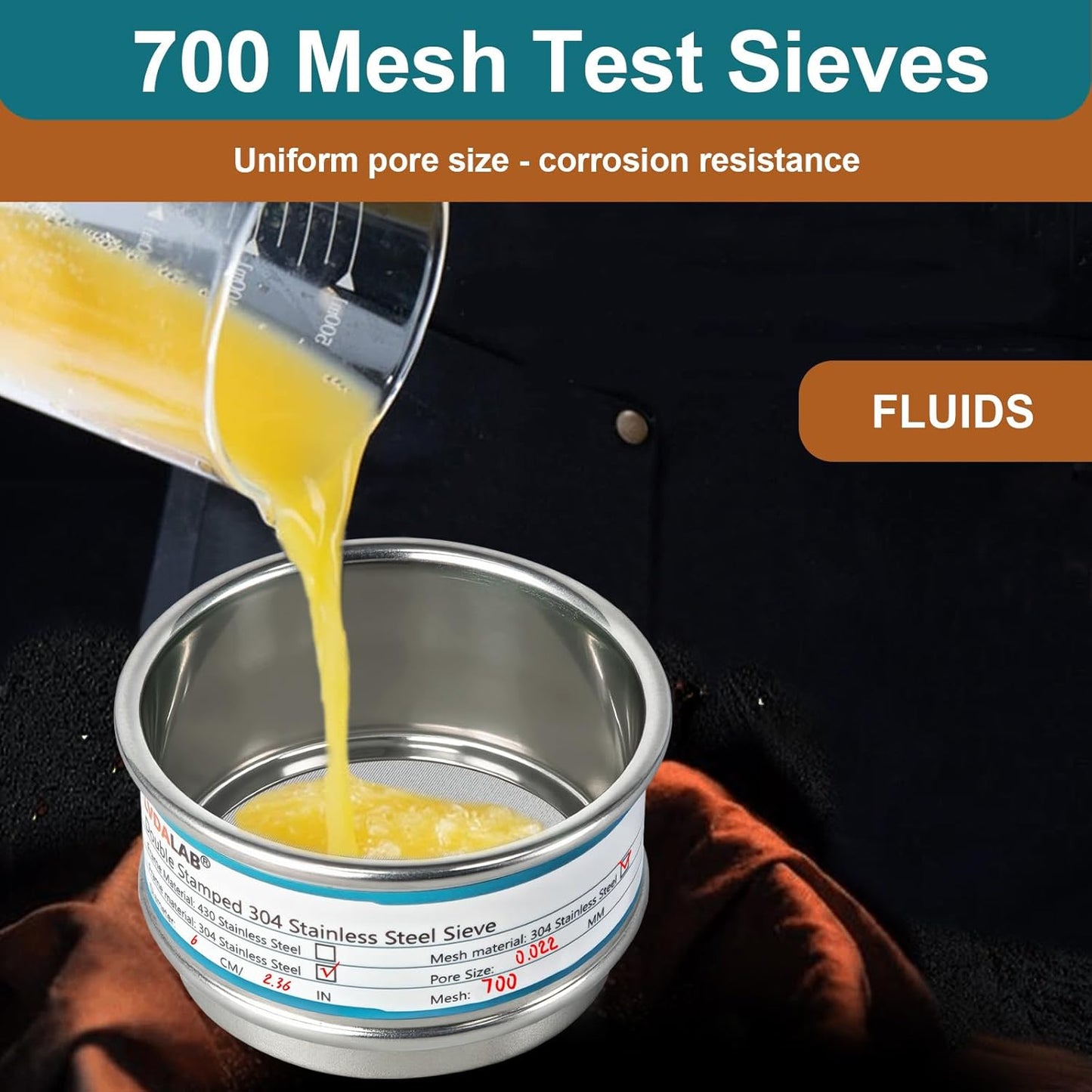 Full 304 Stainless Steel Mesh Sieve Screen, LVDALAB 100 Mesh (0.15mm) Aperture, 2.4inch(6CM) Dia Standard Sample Analysis Test Sieves Sifters Strainer for Industrial Laboratory Homes